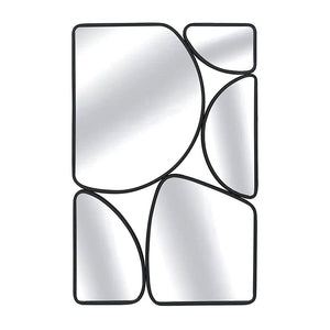 Chiara asymmetrical multi-panel black metal mirror 69x100cm