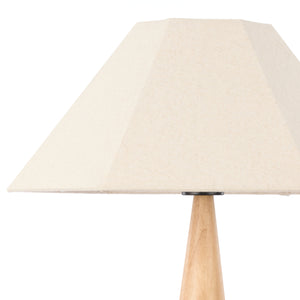 Grand Designs Flint lamp base detail — tapered rubber wood stand