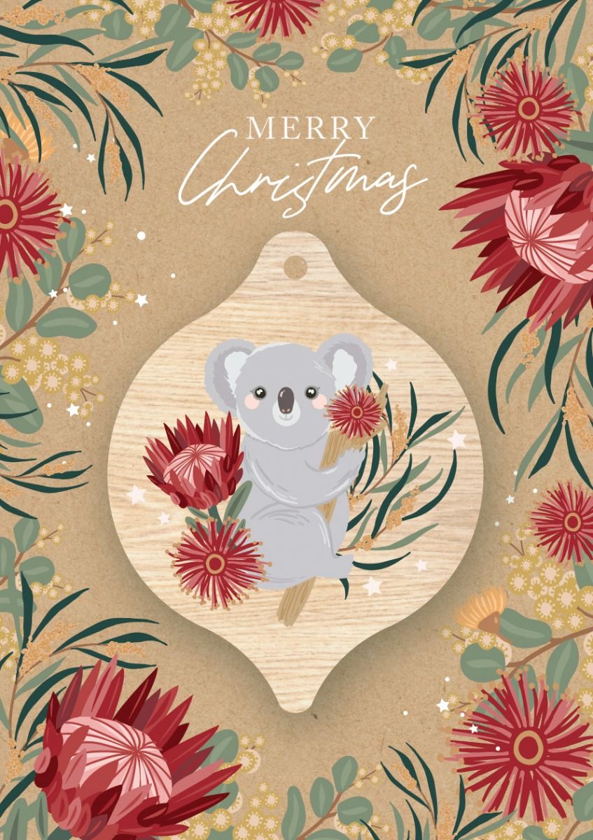 Koala Christmas Card – Australian Native Florals