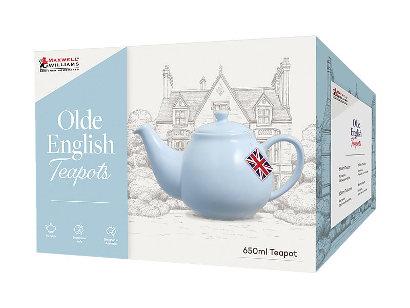 Maxwell & Williams Olde English Teapot 650mL Light Blue - gift box packaging