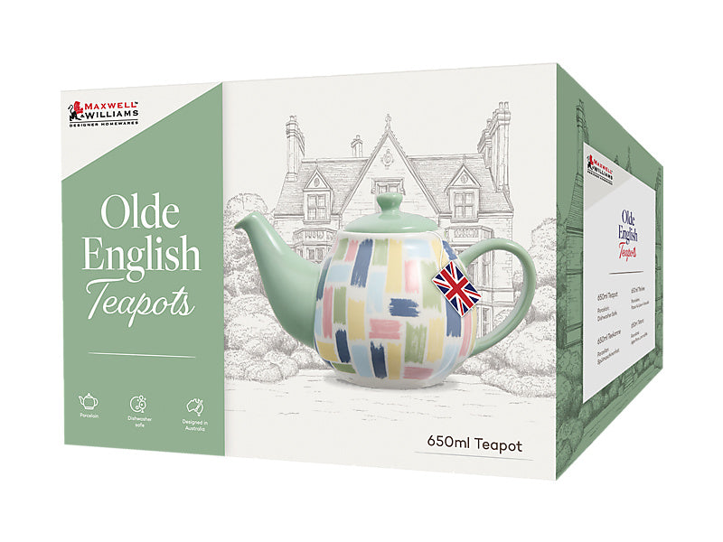 Maxwell & Williams Olde English Teapot 650mL Brushstroke gift box packaging
