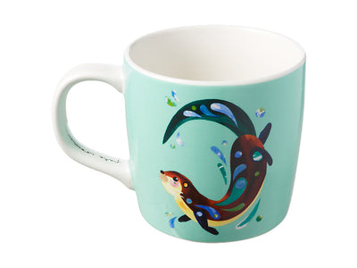 Maxwell & Williams Pete Cromer Mug 375ml Gift Boxed Otter - gift boxed porcelain mug - angled view