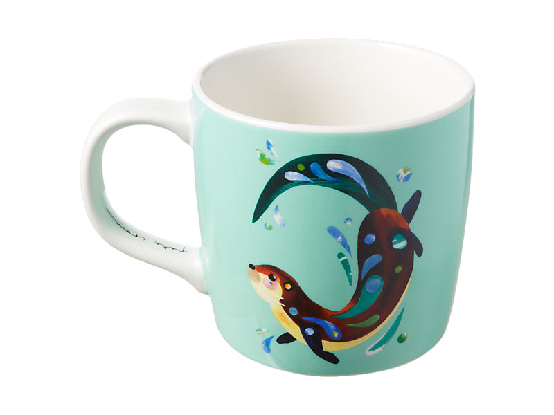 Maxwell & Williams Pete Cromer Mug 375ml Gift Boxed Otter - gift boxed porcelain mug - angled view