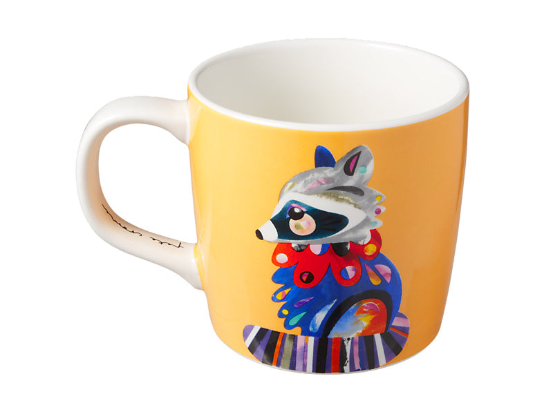 Maxwell & Williams Pete Cromer Mug 375ml Gift Boxed Raccoon - gift boxed porcelain mug - angled view
