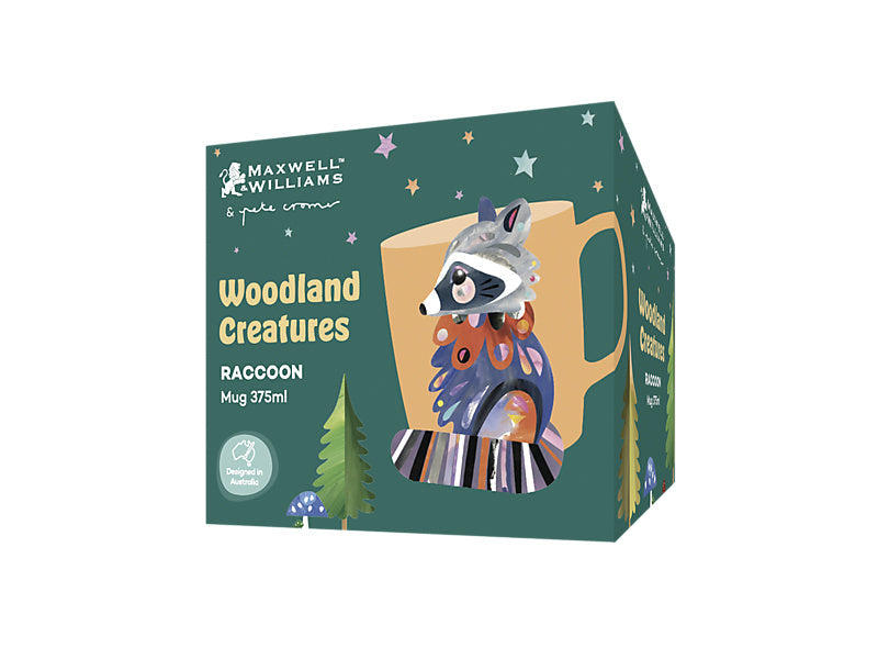 Maxwell & Williams Pete Cromer Mug 375ml Gift Boxed Raccoon - gift boxed porcelain mug - gift box