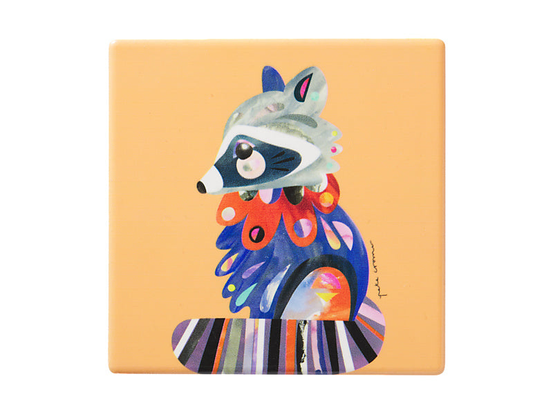 Maxwell & Williams Pete Cromer Ceramic Square Coaster Raccoon - ceramic drink coaster