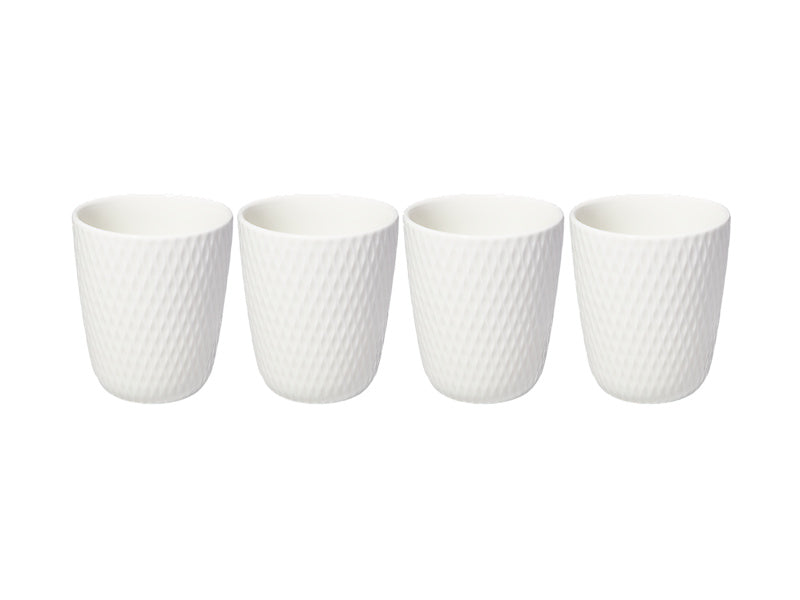 Maxwell & Williams White Basics Diamonds Latte Cup Set of 4 White 250ml - angle view