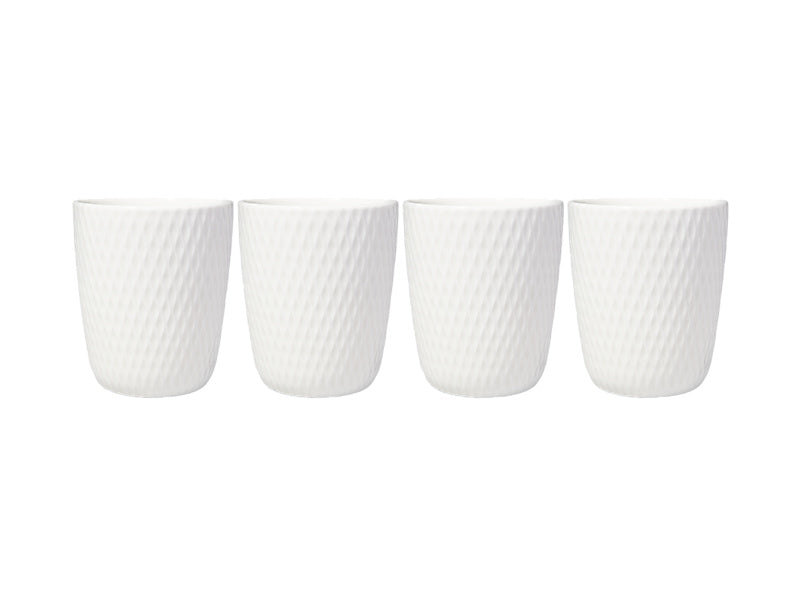 Maxwell & Williams White Basics Diamonds Latte Cup Set of 4 White 250ml - latte cup set of 4