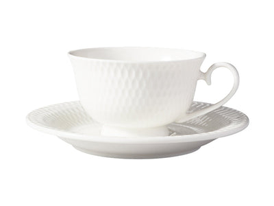 Maxwell & Williams White Basics Diamonds Footed Demi Cup & Saucer White 90ml - demi cup and saucer