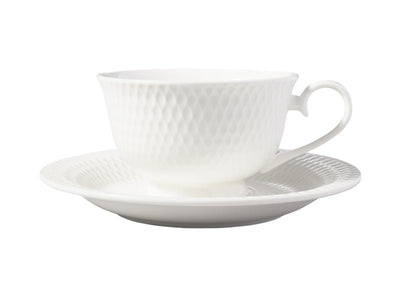 Maxwell & Williams White Basics Diamonds Footed Cup & Saucer White 200ml - cup and saucer