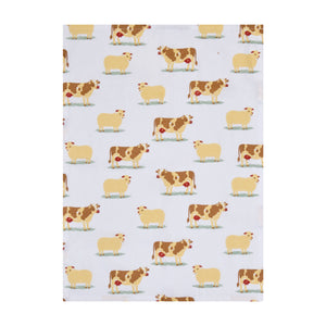 Davis & Waddell Homestead Tea Towel - cow and sheep print side