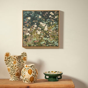 Society Home Ines Botanical Wall Art 40x40cm hung above a shelf - framed botanical wall art