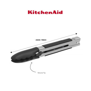 KitchenAid Silicone Tip Side Locking Tongs 23cm - open jaw view