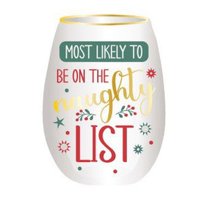 Fa La La Stemless Wine Glass – Ladelle, Be on the Naughty List design