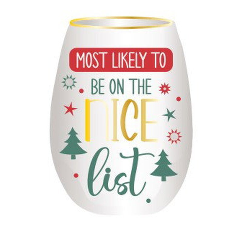 Fa La La Stemless Wine Glass – Ladelle, Be on the Nice List design