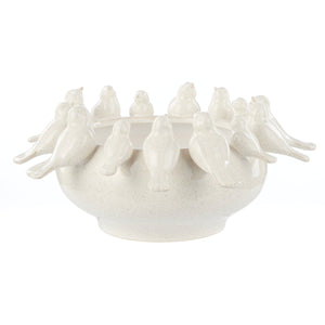 Rosemary stoneware bird vase 43cm off white - decorative vase
