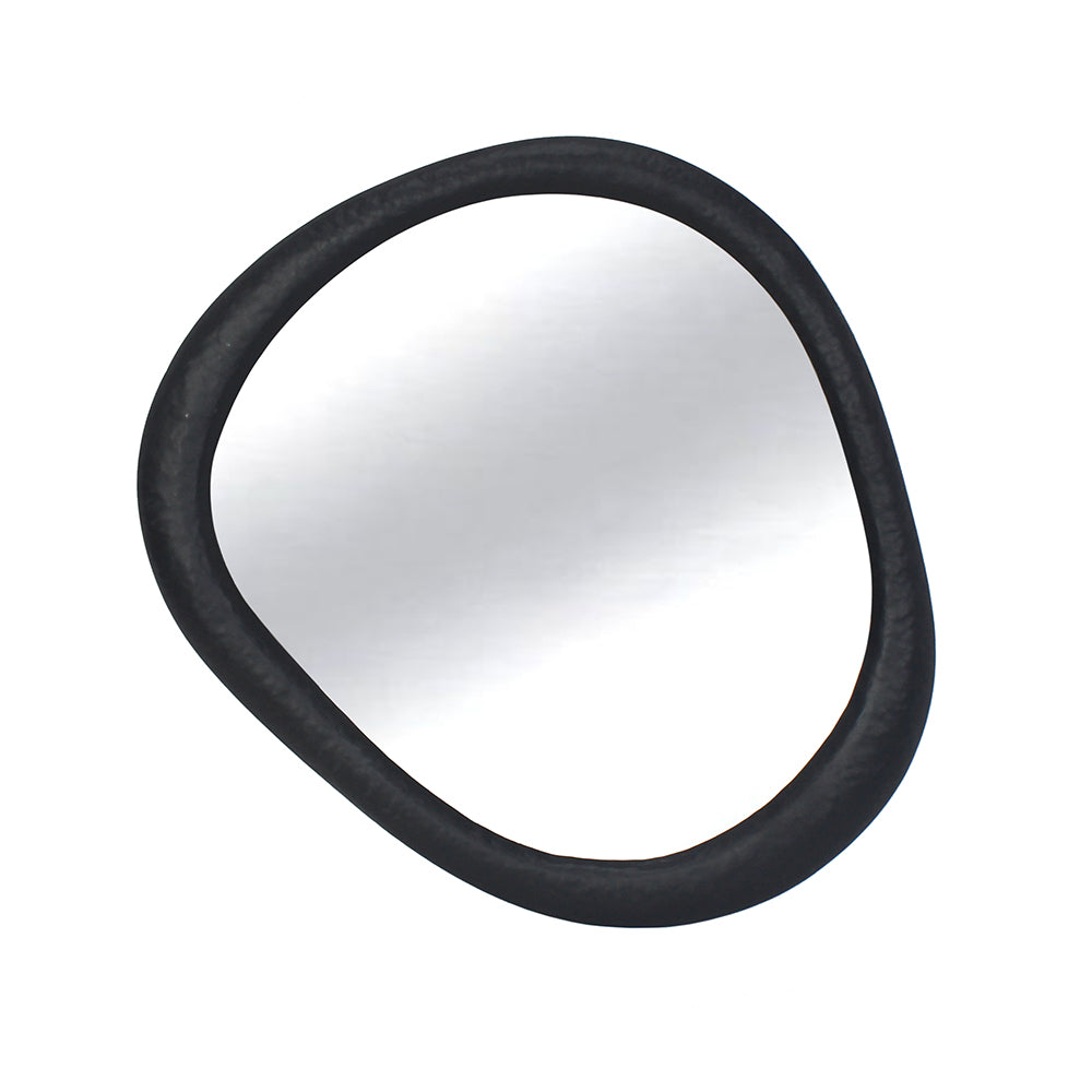 Gemma organic-shaped matt black metal mirror 78x75cm