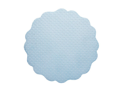 Casa Domani Banda Leather Look Placemat Blue 38cm - round scalloped placemat