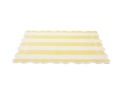 Casa Domani Banda Stripes Scallop Placemat Butter 45x30cm - angled view