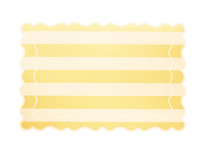 Casa Domani Banda Stripes Scallop Placemat Butter 45x30cm - striped placemat