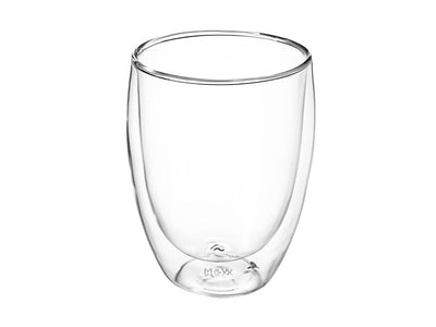 Maxwell & Williams Blend Double Wall Glass Cup Set of 2 350ml angled view - borosilicate coffee cups