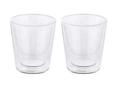 Double wall conical glass cup with coffee – alternate view
