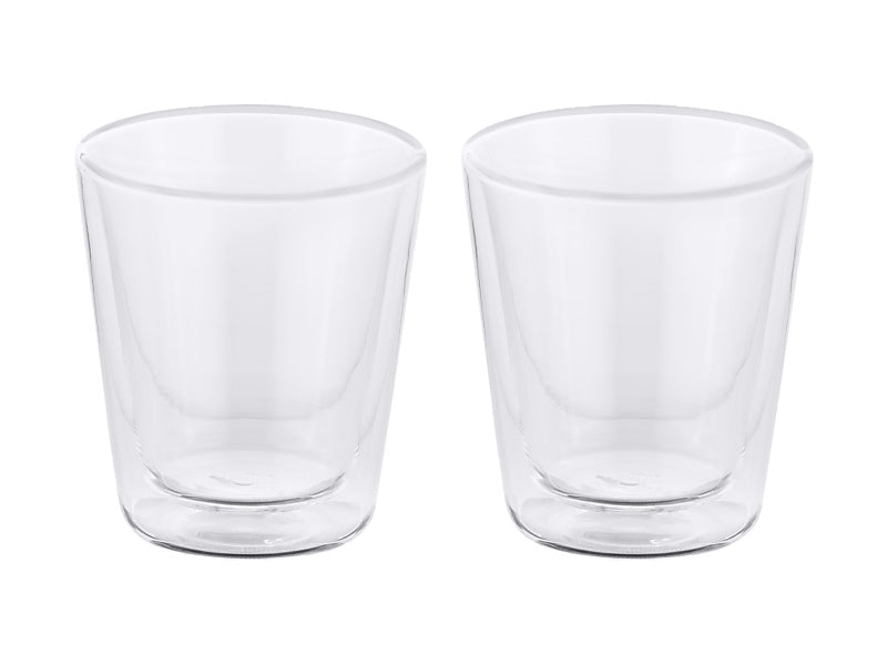 Double wall conical glass cup with coffee – alternate view