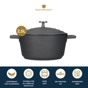 Mastercraft Cast Aluminium Casserole Dish 20cm Black - view 8