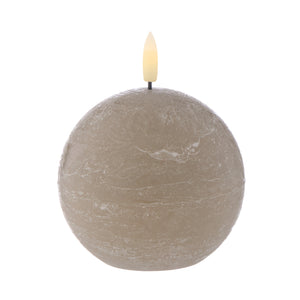 Amalfi Hughe LED Flickering Spherical Candle Rustic Taupe 10x10x9cm - LED candle