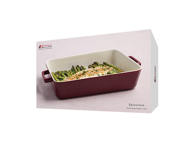 Maxwell & Williams Epicurious Rectangular Baker 34x23cm Bordeaux - gift boxed