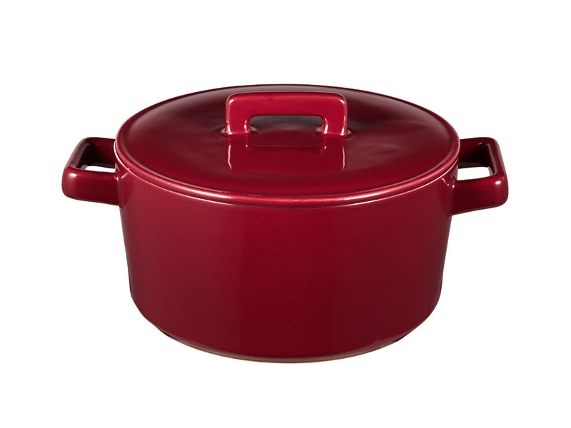 Maxwell & Williams Epicurious Round Casserole 17cm 1.3L Bordeaux - porcelain bakeware