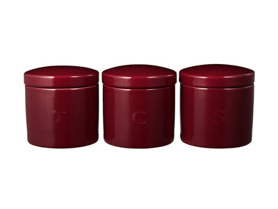 Maxwell & Williams Epicurious Canister Set 500ml Bordeaux - porcelain pantry storage