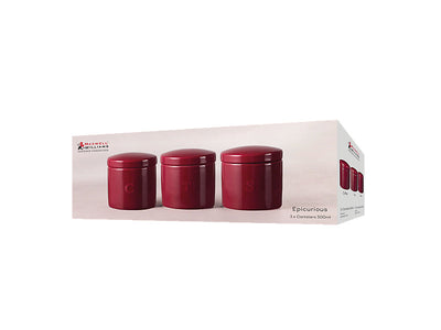 Maxwell & Williams Epicurious Canister Set 500ml Bordeaux - gift boxed