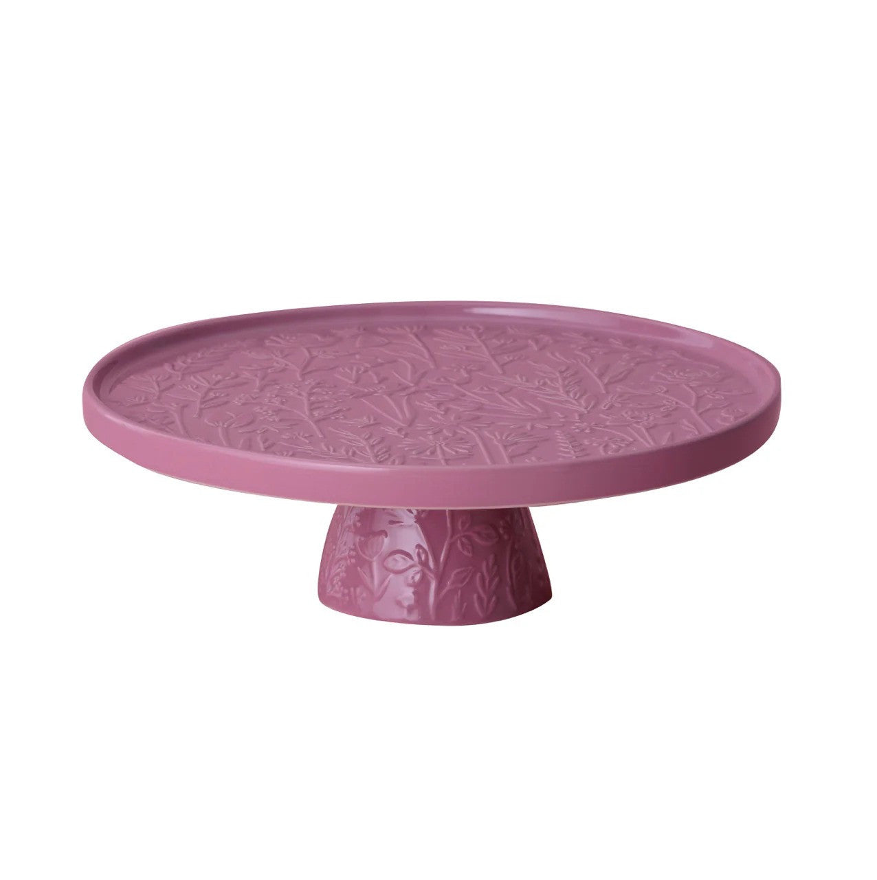 SKU 28669 meadow pink stoneware cake stand floral pedestal