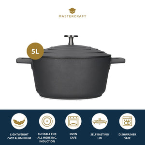Mastercraft Cast Aluminium Casserole Dish 28cm Black - view 6