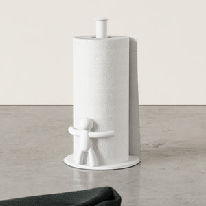 Umbra Buddy paper towel holder White - side angle showing roll in place