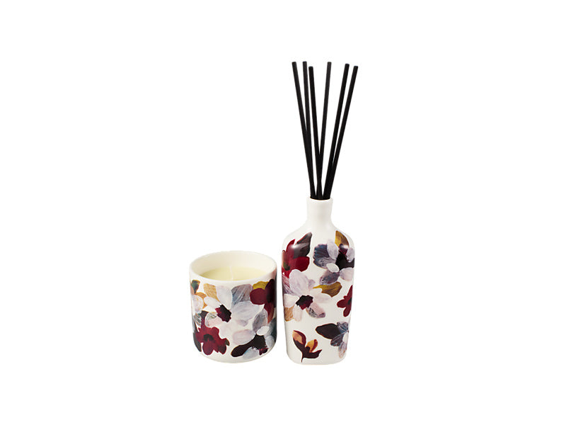 Love Anna Magnolia Candle & Diffuser Set angled view - porcelain vessels