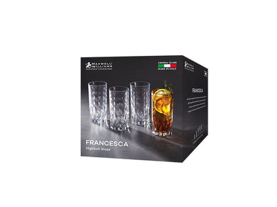 Maxwell & Williams Francesca Highball Glass 340ml Set of 4 - gift box packaging