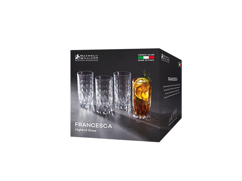 Maxwell & Williams Francesca Highball Glass 340ml Set of 4 - gift box packaging