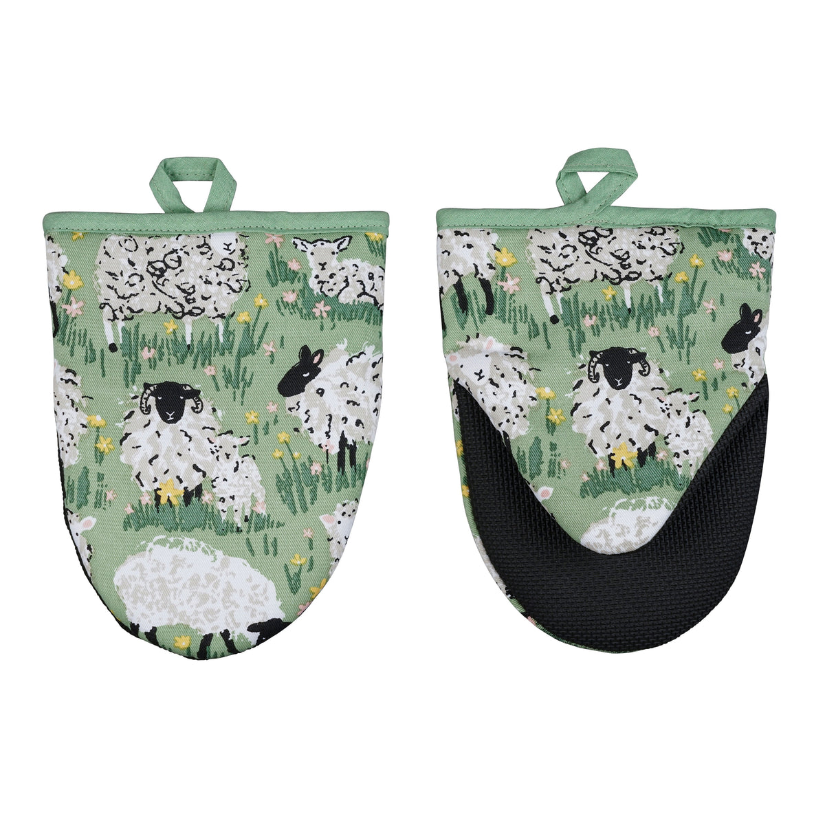 Woolly Sheep microwave mitts set of 2, green, Ulster Weavers