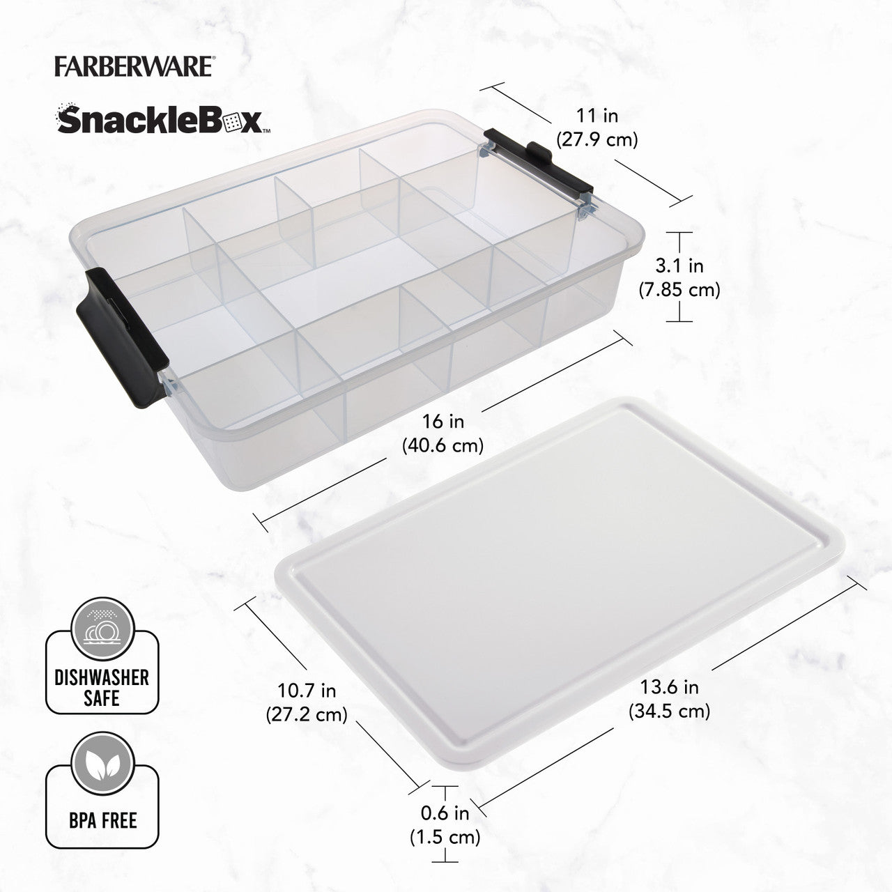 Farberware Snacklebox with Poly Cutting Board Lid - Large 28x41.5cm