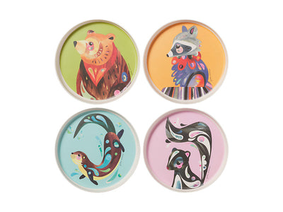 Maxwell & Williams Pete Cromer Woodland Creatures Melamine Plates 19cm Set of 4 - melamine plates