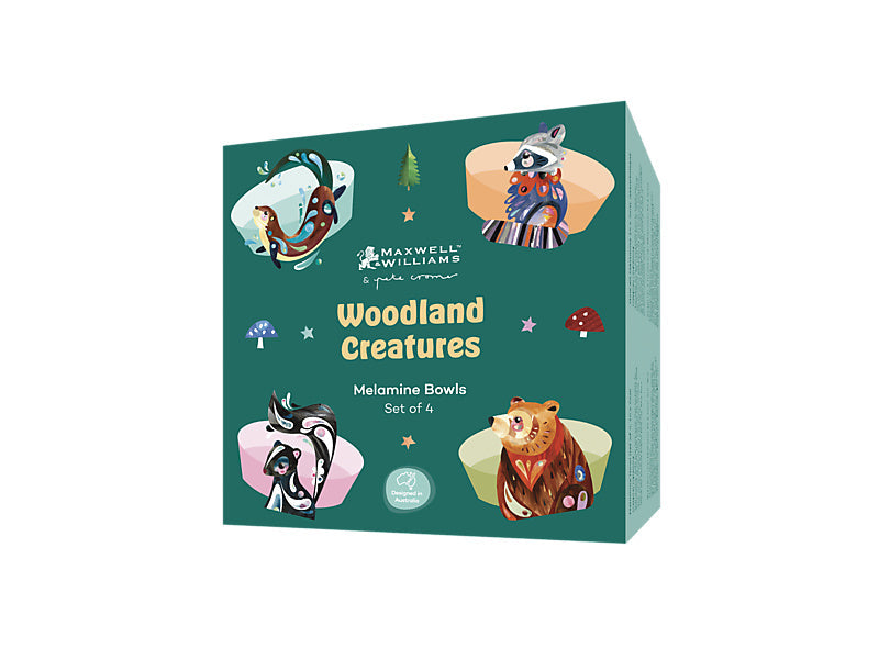Maxwell & Williams Pete Cromer Woodland Creatures Melamine Bowls 15cm Set of 4 gift box - melamine bowls
