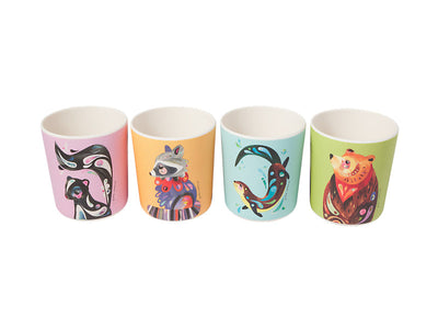 Maxwell & Williams Pete Cromer Woodland Creatures Melamine Tumblers 250ml Set of 4 45 degree view - melamine tumblers