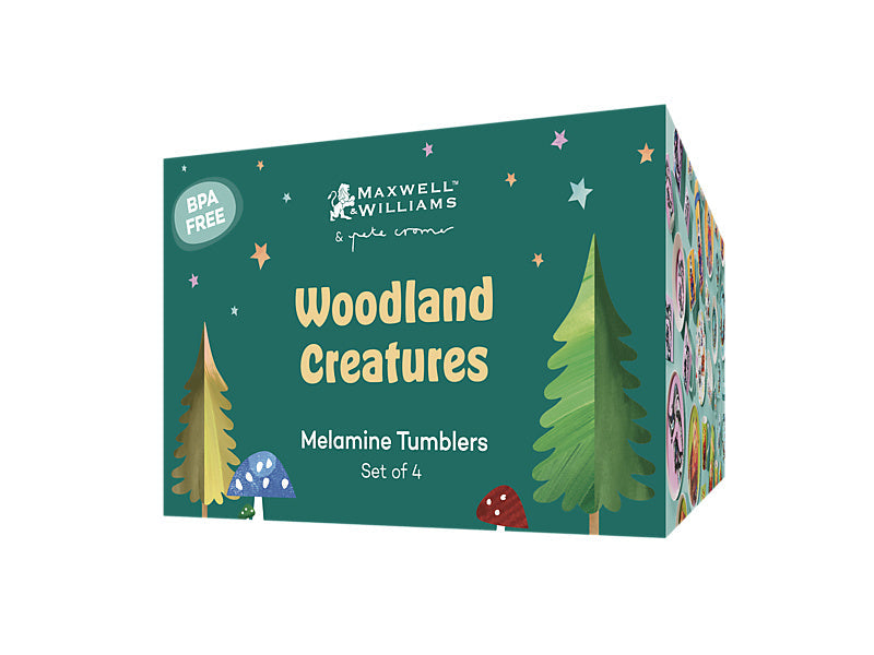 Maxwell & Williams Pete Cromer Woodland Creatures Melamine Tumblers 250ml Set of 4 gift box - melamine tumblers