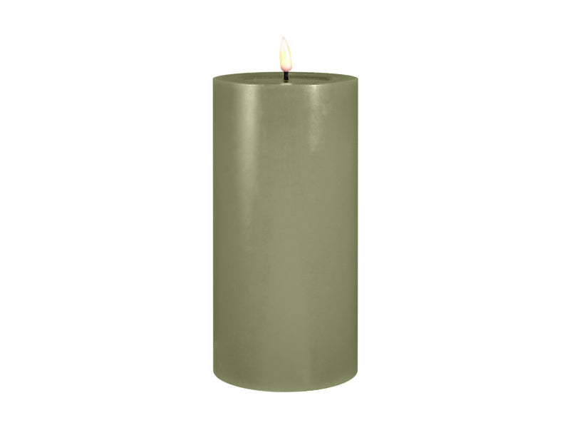 SKU LEDS013 Let's Get Lit LED flameless candle 10×20cm pine remote wax pillar