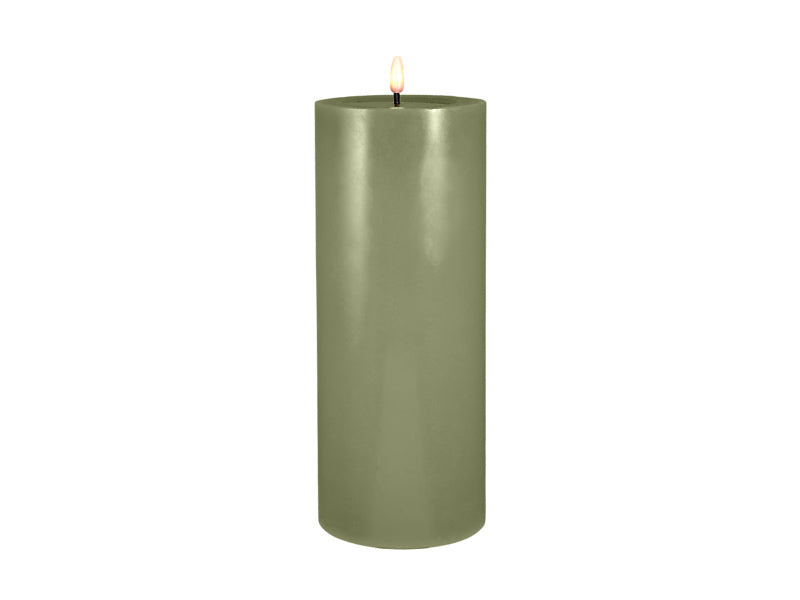 SKU LEDS014 Let's Get Lit LED flameless candle 10×25cm pine tall wax pillar