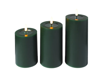 Maxwell & Williams Let's Get Lit LED Candle Set of 3 Pine - flameless pillar candles