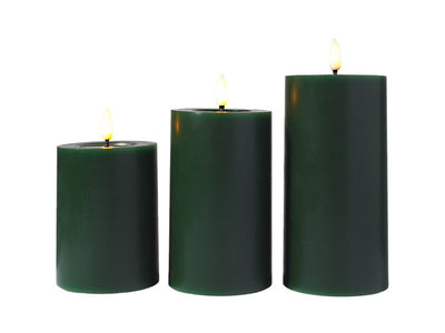 Maxwell & Williams Let's Get Lit LED Candle Set of 3 Pine - flameless pillar candles
