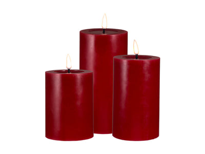 Maxwell & Williams Let's Get Lit LED Candle Set of 3 Cherry - flameless pillar candles
